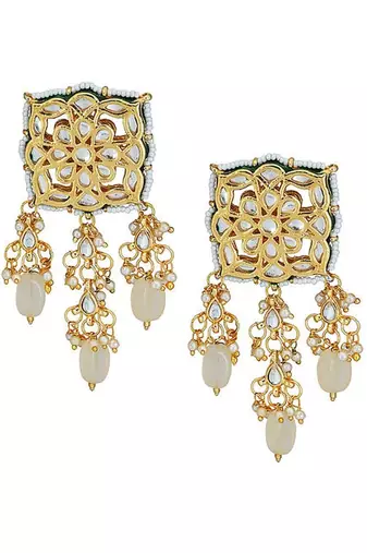 Cream Gold Tone Kundan Choker Set