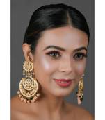 Peach Beaded Kundan Chandbali