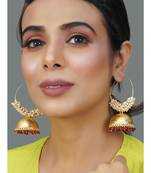 Pink Gold Tone Pearl Beaded Earrings