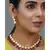 Maroon Gold Tone Kundan Necklace With Earrings