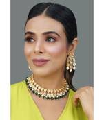 Green - pearl beaded  Necklace with a Pair of Earrings