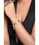 Green White Gold Tone Kundan Bracelet