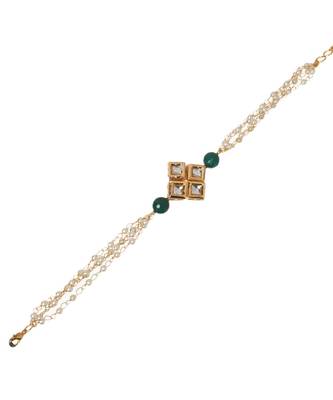 Green White Gold Tone Kundan Bracelet 2