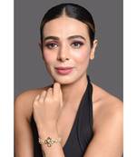 Red & White Gold Tone Kundan Bracelet