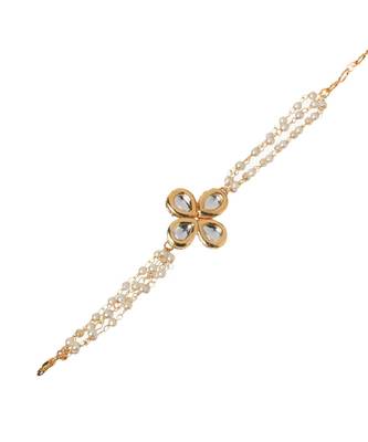 Red & White Gold Tone Kundan Bracelet 4