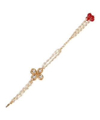 Red & White Gold Tone Kundan Bracelet 5