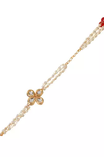 Red & White Gold Tone Kundan Bracelet