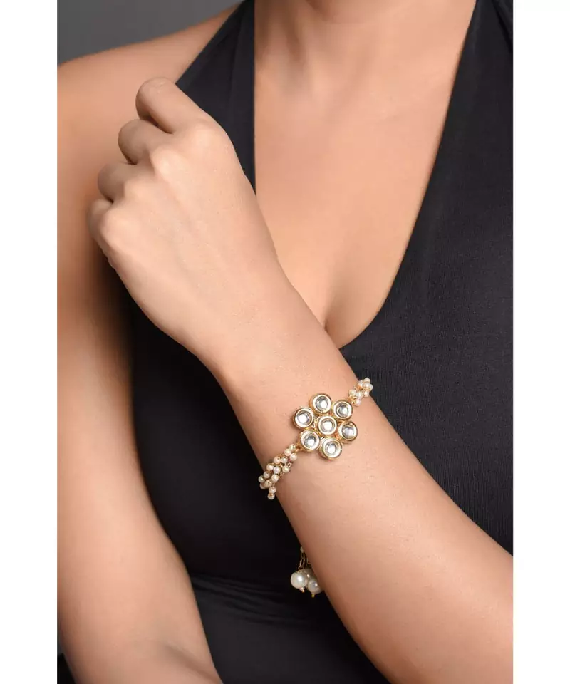 Kundan floral  Gold Tone bracelet