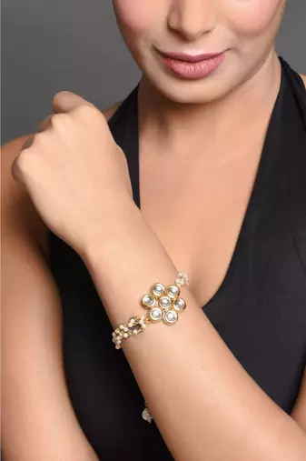 Kundan Floral Gold Tone bracelet