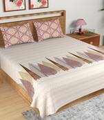 Pink Abstract Print 180 TC Cotton Double Bedsheet (100" x 108") with 2 pillow cover