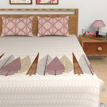 Pink Abstract Print 180 TC Cotton Double Bedsheet (100" x 108") with 2 pillow cover 4