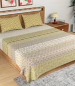 Beige Abstract Print 180 TC Cotton Double Bedsheet (100" x 108") with 2 pillow cover