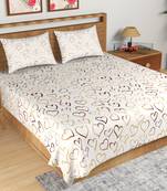 Golden and Brown Hearts Print 180 TC Cotton Double Bedsheet (108" x 108") with 2 pillow cover