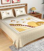 Brown Floral Print 180 TC Cotton Double Bedsheet (108" x 108") with 2 pillow cover
