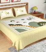 Yellow Floral Print 180 TC Cotton Double Bedsheet (108" x 108") with 2 pillow cover