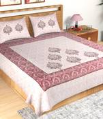 180 TC Pure Cotton Premium Double Bed King Size Ethnic Design Bedsheet (100 In x 108 In) with 2 pillow cover - Pink