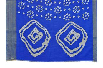 Blue printed cotton saree with blouse 5