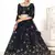Navy-blue embroidered net semi stitched party lehenga