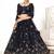 Navy-blue embroidered net semi stitched party lehenga
