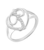 Heart Initial Alphabet Letter 'P' Ring for Women and Girls