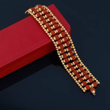 Gold Plated Beads Rudraksha Bracelet   For Boys Men 1