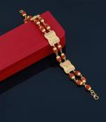 Traditiona Two Layer Gold Plated Beads Rudraksha Bracelet   For Boys Men