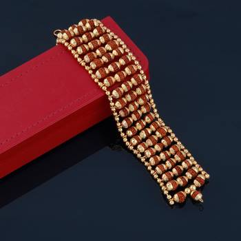 Designer  Gold Plated Beads Rudraksha Bracelet   For Boys Men 1
