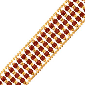 Designer  Gold Plated Beads Rudraksha Bracelet   For Boys Men 2