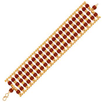 Designer  Gold Plated Beads Rudraksha Bracelet   For Boys Men 3