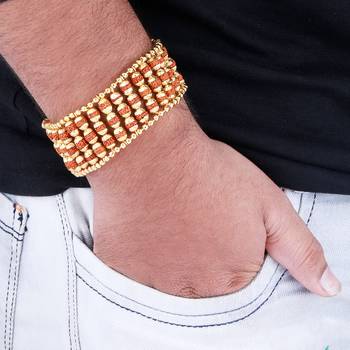 Designer  Gold Plated Beads Rudraksha Bracelet   For Boys Men 5