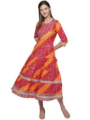 Multicolor embroidered cotton long-kurtis 1