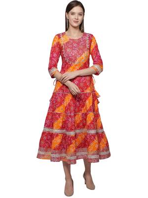 Multicolor embroidered cotton long-kurtis 2