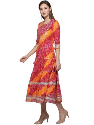 Multicolor embroidered cotton long-kurtis 3