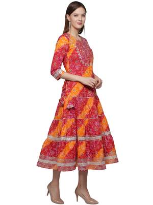 Multicolor embroidered cotton long-kurtis 4