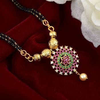 Traditional Ruby Green CZ Mangalsutra 1