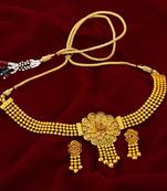 Traditional Gold Plated Floral Choker Necklace Set