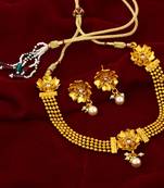 Traditional Gold Plated Floral Ball Chain Choker Necklace Set