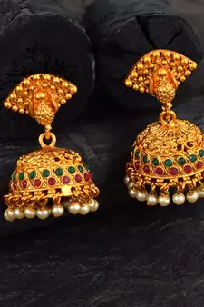 Traditional Peacock Inspired South-Indian Jhumka