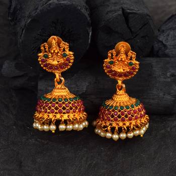 Traditional Laxmi Temple South-Indian Jhumka Earrings 1