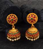 Traditional Multicolor Stone South-Indian Jhumka Earrings
