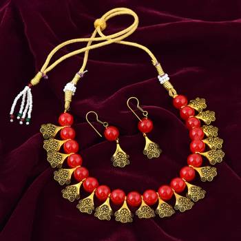 Antique Gold Plated Floral Necklace Set 1