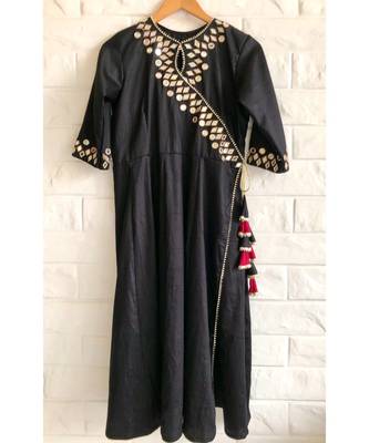 Black embroidered cotton party-wear-kurtis 1