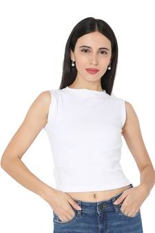 White Cotton stitched plain  Blouse