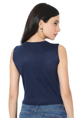 blue Cotton stitched plain  Blouse 2