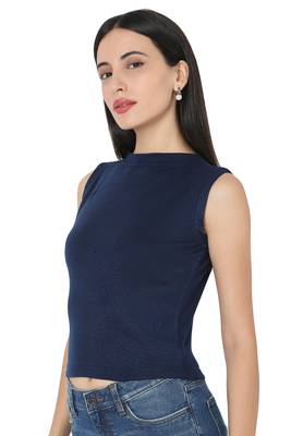 blue Cotton stitched plain  Blouse 4