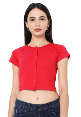 Red Cotton stitched plain  Blouse 1