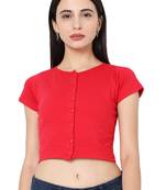 Red Cotton stitched plain  Blouse