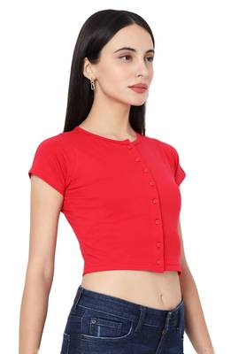Red Cotton stitched plain  Blouse 3