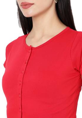 Red Cotton stitched plain  Blouse 5