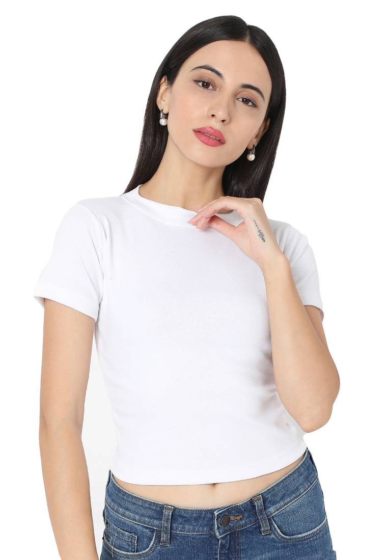 White Cotton stitched plain  Blouse